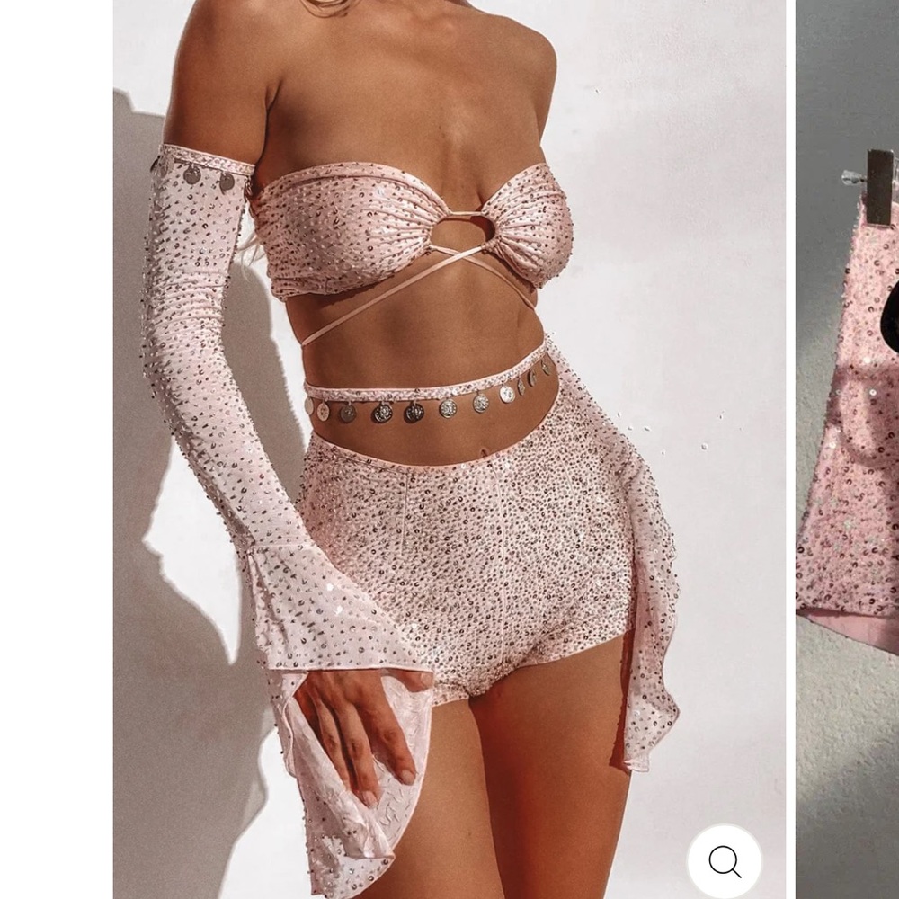 High-Waist Pink Sequin Shorts